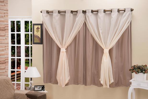 Cortina Eddi Corta Luz Blackout com Voal 2,00m X 1,80m. Castor - Home fernandes Menor preço em Cortina Eddi Corta Luz Blackout com Voal 2,00m X 1,80m. Castor - Home fernandes