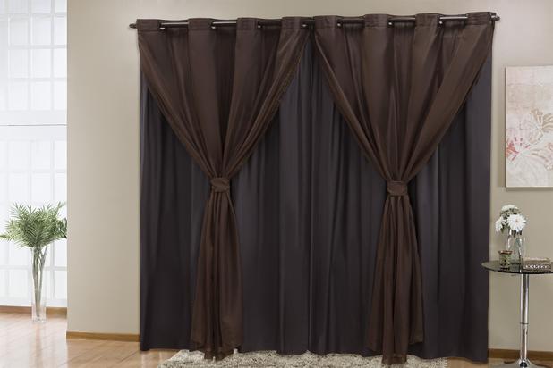 Cortina Eddi Corta Luz Com Voal 4,20m X 2,50m. Tabaco - Home fernandes Menor preço em Cortina Eddi Corta Luz Com Voal 4,20m X 2,50m. Tabaco - Home fernandes