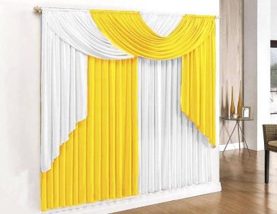 Cortina Elegance 2.00x1.70m Varão Duplo - Amarelo E Branco - Meu lar enxovais é boa?