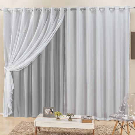 Cortina Elegance 2,00m x 1,70m Cinza Tecido Semi Blackout Com Voal Moderna - Rose Menor preço em Cortina Elegance 2,00m x 1,70m Cinza Tecido Semi Blackout Com Voal Moderna - Rose