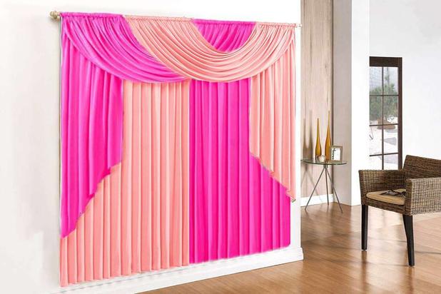 Cortina Elegance - 2,00m x 1,70m Varão Duplo - Pink e Rosa - Meu lar enxovais Menor preço em Cortina Elegance - 2,00m x 1,70m Varão Duplo - Pink e Rosa - Meu lar enxovais