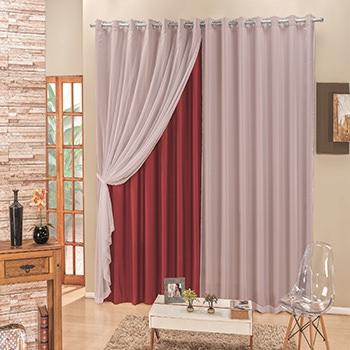 Cortina Elegânce Tecido Semi Blackout cor Vermelha com voal para varão 2 metros - 2,00X1,70 - VERMELHA - Vb Menor preço em Cortina Elegânce Tecido Semi Blackout cor Vermelha com voal para varão 2 metros - 2,00X1,70 - VERMELHA - Vb