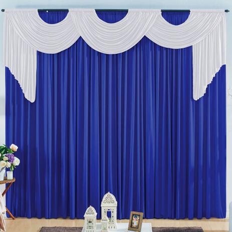 Cortina Emilly para Varão Tecido Malha Gel 2,00 x 1,70 Metros p/ Janela - Branco e Azul Royal - Zilu enxovais Menor preço em Cortina Emilly para Varão Tecido Malha Gel 2,00 x 1,70 Metros p/ Janela - Branco e Azul Royal - Zilu enxovais