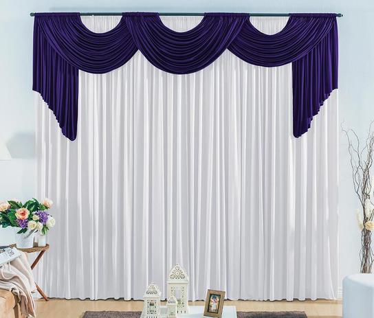 Cortina Emilly para Varão Tecido Malha Gel 3,00 x 2,80 Metros Sala Quarto - Branco e Roxo - Zilu enxovais é boa?