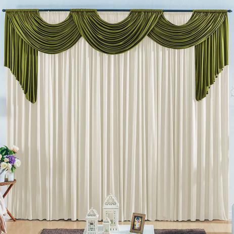 Cortina Emilly para Varão Tecido Malha Gel 3,00 x 2,80 Metros Sala Quarto - Verde e Palha - Zilu enxovais é boa?