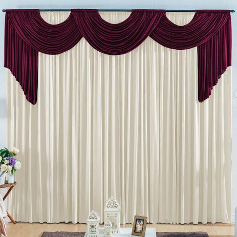 Cortina Emilly para Varão Tecido Malha Gel 3,00 x 2,80 Metros Sala Quarto - Vinho e Palha - Zilu enxovais é boa?