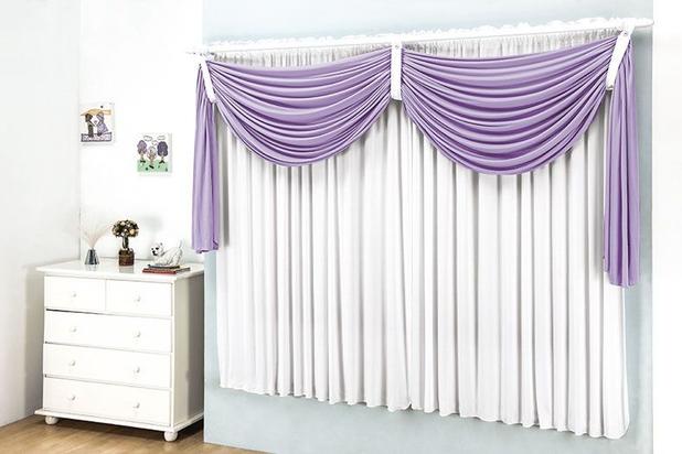 Cortina Felicia Para Varão Simples 3m - Lilás e Branco - Linho  cia é boa?