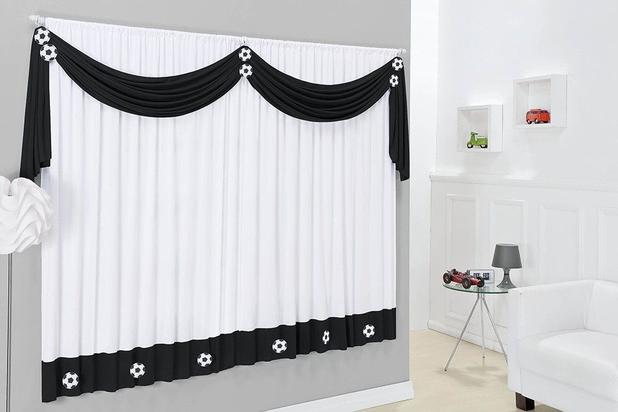 Cortina Futebol 2M para varão Simples - Preto/Branco - Brastuk Menor preço em Cortina Futebol 2M para varão Simples - Preto/Branco - Brastuk