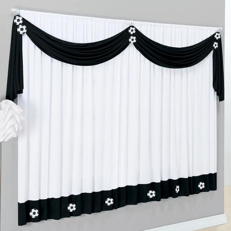 Cortina Futebol Branco/Preto 2,00 X 1,70 - Dourados enxovais Menor preço em Cortina Futebol Branco/Preto 2,00 X 1,70 - Dourados enxovais