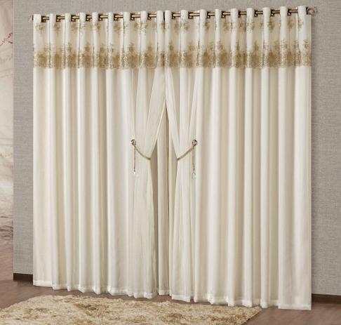 Cortina Glenda 3,00m x 2,50m Bege Tecido Microfibra Com Voal Pingentes Luxo - Decorativa é boa?