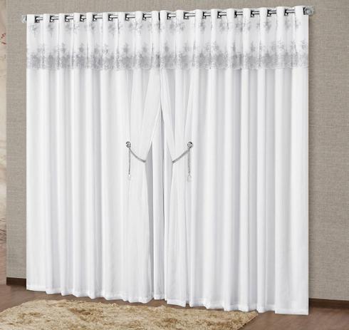 Cortina Glenda 4,00m x 2,70m Branca Tecido Microfibra Com Voal Pingentes Luxo - Decorativa é boa?