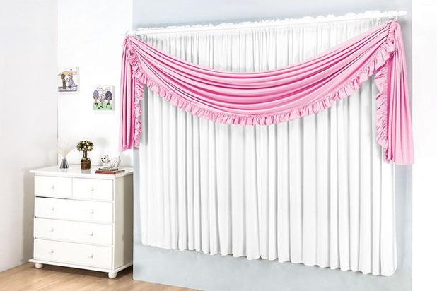Cortina Grace Para Varão Simples 2m - Rosa e Branco - Linho cia é ruim? Cortina Grace Para Varão Simples 2m - Rosa e Branco - Linho cia é boa?