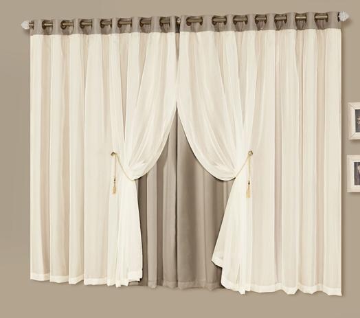 Cortina Idealle 3,00m x 2,50m Chocolate Tecido Blackout Com Voal Luxo - Decorativa Menor preço em Cortina Idealle 3,00m x 2,50m Chocolate Tecido Blackout Com Voal Luxo - Decorativa