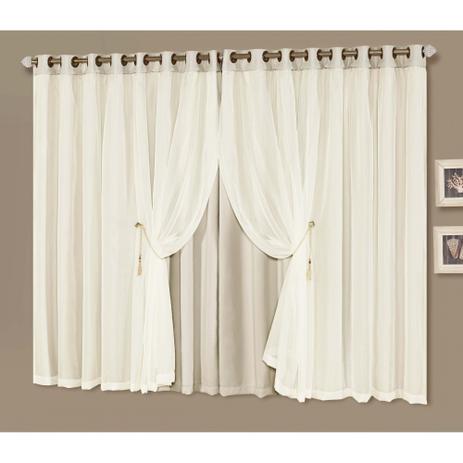 Cortina Idealle 3,00m x 2,50m Palha Tecido Blackout Com Voal Sala Quarto Luxo - Decorativa Menor preço em Cortina Idealle 3,00m x 2,50m Palha Tecido Blackout Com Voal Sala Quarto Luxo - Decorativa