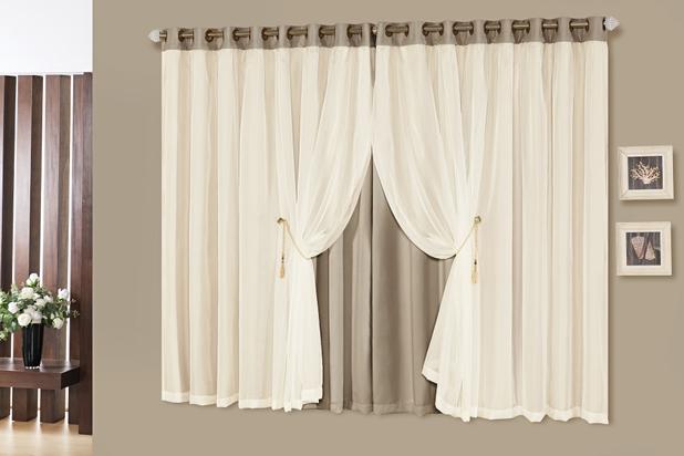 Cortina Idealle Blackout Tecido 4,00m x 2,70m. Bege - Home fernandes Menor preço em Cortina Idealle Blackout Tecido 4,00m x 2,70m. Bege - Home fernandes