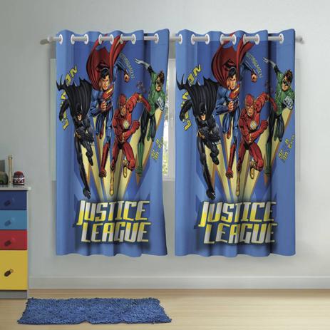 Cortina Infantil 2 Folhas Liga da Justiça Algodão Lepper 1,80mx3,00m Azul Menor preço em Cortina Infantil 2 Folhas Liga da Justiça Algodão Lepper 1,80mx3,00m Azul