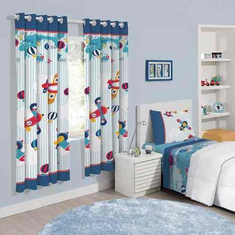 Cortina Infantil Azul Aviões 2,00 x 1,80 Santista Menor preço em Cortina Infantil Azul Aviões 2,00 x 1,80 Santista