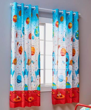 Cortina Infantil Espacial Azul com Blackout 2,80m x 1,80m Santista Menor preço em Cortina Infantil Espacial Azul com Blackout 2,80m x 1,80m Santista
