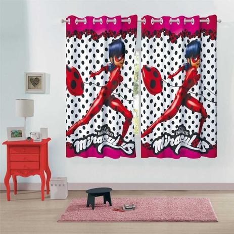 cortina infantil menina lepper com ilhós ladybug com 2 peças Menor preço em cortina infantil menina lepper com ilhós ladybug com 2 peças