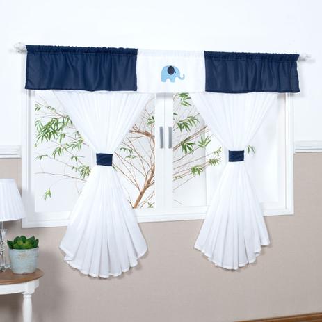 Cortina Infantil para Quarto de Bebê Menino Azul Marinho Elefantinho 2 metros - Nicoli Ferri Menor preço em Cortina Infantil para Quarto de Bebê Menino Azul Marinho Elefantinho 2 metros - Nicoli Ferri
