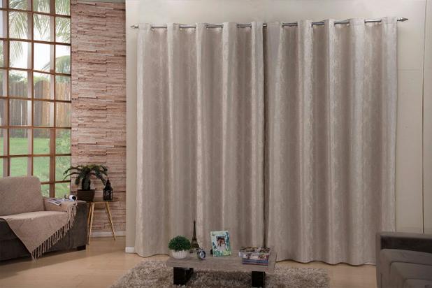Cortina Jacquard 2 Metros Blackout Corta Luz Palha - J.f shopp Menor preço em Cortina Jacquard 2 Metros Blackout Corta Luz Palha - J.f shopp