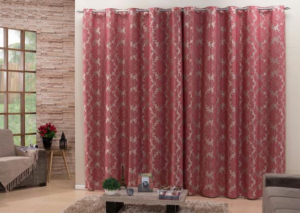 Cortina Jacquard 3 Metros Blackout Corta Luz Vermelho - J.f shopp Menor preço em Cortina Jacquard 3 Metros Blackout Corta Luz Vermelho - J.f shopp