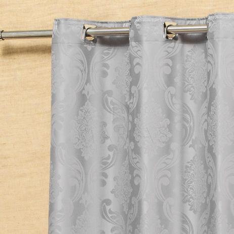 cortina jacquard brasao 6 00m x 2 70m cinza marias enxoval