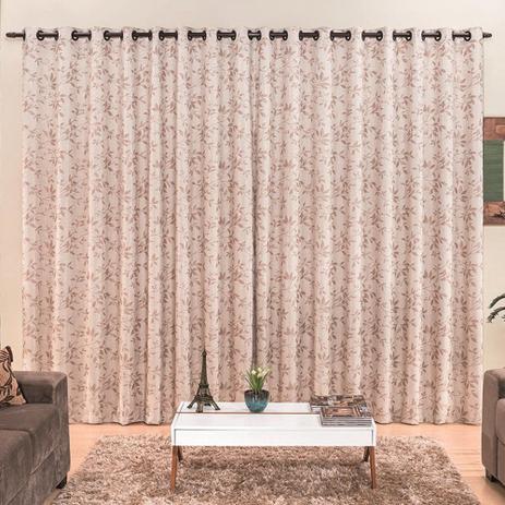 Cortina Jacquard Estampada Floral Bege e Palha 4,50 x 2,50 para Varão Simples 3,00 Metros - Rose jordão cortinas Menor preço em Cortina Jacquard Estampada Floral Bege e Palha 4,50 x 2,50 para Varão Simples 3,00 Metros - Rose jordão cortinas