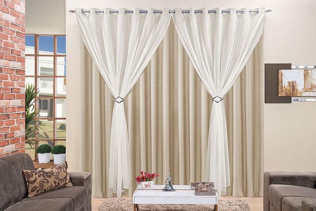Cortina Jéssica 4 Metros Bege Para Trilho Comum Tecido Microfibra Sala ou Quarto - Rose Menor preço em Cortina Jéssica 4 Metros Bege Para Trilho Comum Tecido Microfibra Sala ou Quarto - Rose