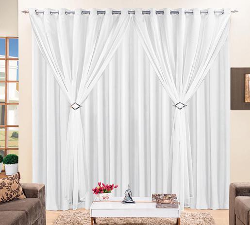 Cortina Jessica 4 Metros Branco e Branco Presilha Especial com 1 peça - Aquarela Menor preço em Cortina Jessica 4 Metros Branco e Branco Presilha Especial com 1 peça - Aquarela