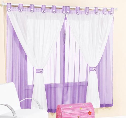 Cortina Juvenil Menina 2 Metros Lilas e Branco Presilha Flor com 1 peça - Aquarela Menor preço em Cortina Juvenil Menina 2 Metros Lilas e Branco Presilha Flor com 1 peça - Aquarela