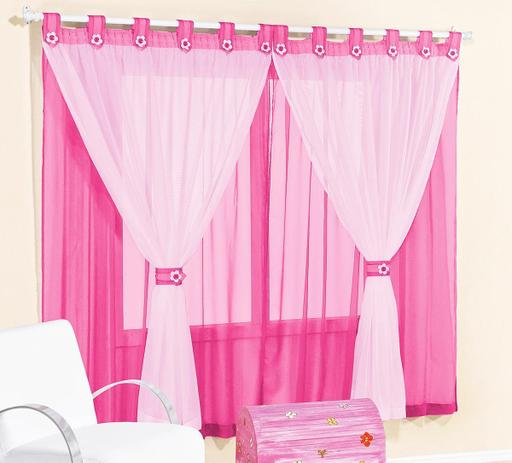 Cortina Juvenil Menina 2 Metros Pink e Rosa Presilha Flor com 1 peça - Aquarela Menor preço em Cortina Juvenil Menina 2 Metros Pink e Rosa Presilha Flor com 1 peça - Aquarela
