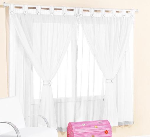 Cortina Juvenil Menina 3 Metros Branco Presilha Flor com 1 peça - Aquarela Menor preço em Cortina Juvenil Menina 3 Metros Branco Presilha Flor com 1 peça - Aquarela
