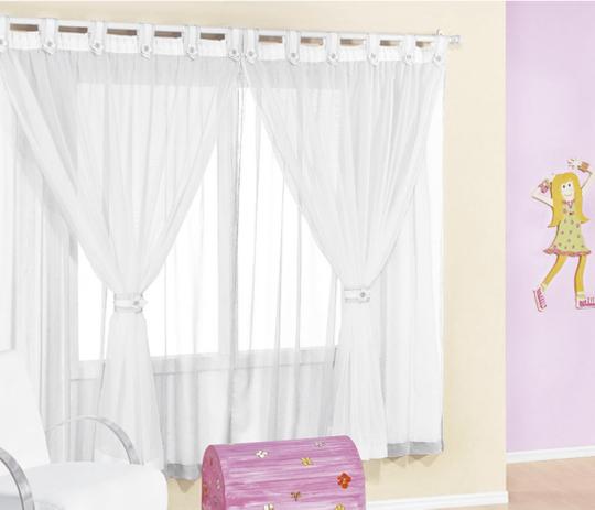 Cortina Juvenil Re9casa 2,00 x 1,70m Varão Simples em Voal - Cor Branco Menor preço em Cortina Juvenil Re9casa 2,00 x 1,70m Varão Simples em Voal - Cor Branco