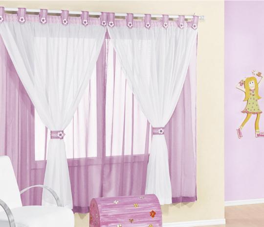 Cortina Juvenil Re9casa 3,00 x 2,80m Varão Simples em Voal - Cor Rosa e Branco Menor preço em Cortina Juvenil Re9casa 3,00 x 2,80m Varão Simples em Voal - Cor Rosa e Branco