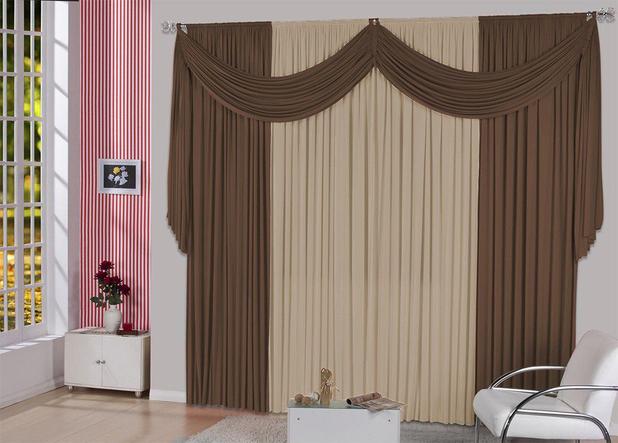 Menor preço em Cortina Katia Casa Dona 400x280 cm Tabaco com Bege