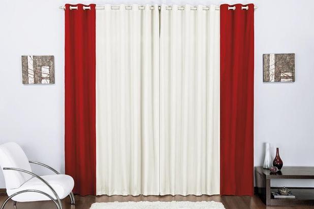 Cortina Lara para varão simples Tecido Oxford 3m Vermelho/Palha - Rose jordão Menor preço em Cortina Lara para varão simples Tecido Oxford 3m Vermelho/Palha - Rose jordão