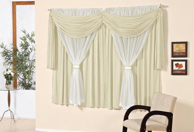 Cortina Larissa para varão simples 4m Bege - Rose jordão Menor preço em Cortina Larissa para varão simples 4m Bege - Rose jordão