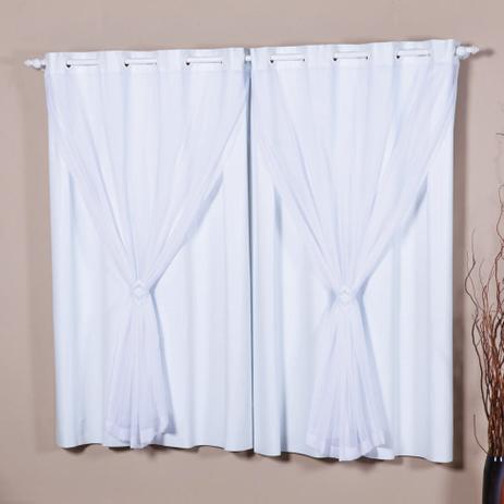 Cortina Lava Fácil Blackout com Voil para Varão Branca 2,80x2,80 - Marka textil Menor preço em Cortina Lava Fácil Blackout com Voil para Varão Branca 2,80x2,80 - Marka textil