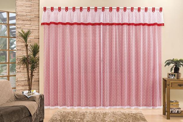Cortina Lisa 3 Metros Vermelha Tecido Renda Com Voal Floral Leve Sala ou Quarto - Rose Menor preço em Cortina Lisa 3 Metros Vermelha Tecido Renda Com Voal Floral Leve Sala ou Quarto - Rose