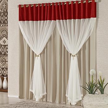 Cortina Londres Vermelha para Sala ou quarto para varão 3 metros - Vermelho - Vb Menor preço em Cortina Londres Vermelha para Sala ou quarto para varão 3 metros - Vermelho - Vb