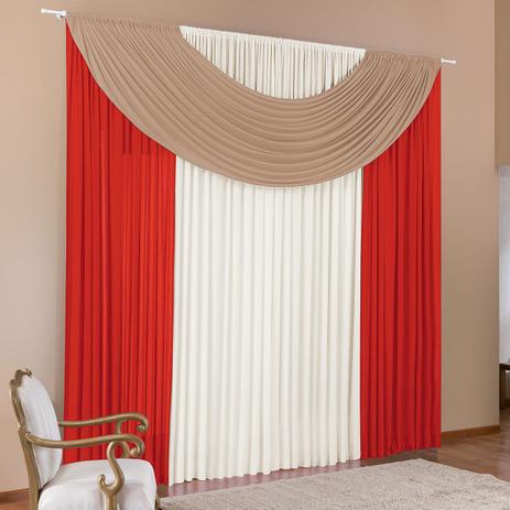 Cortina Londres Vermelho/Av. 3,00 X 2,80 - Dourados enxovais Menor preço em Cortina Londres Vermelho/Av. 3,00 X 2,80 - Dourados enxovais