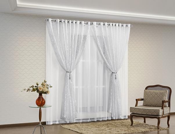 Cortina Lumina Voil com Renda 3,00 m x 2,50 m Cor 10 - Home fernandes Menor preço em Cortina Lumina Voil com Renda 3,00 m x 2,50 m Cor 10 - Home fernandes