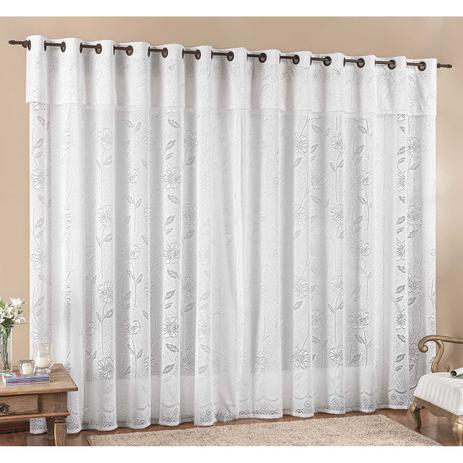 Cortina Luna 3,00m x 2,50m Branca Tecido Renda Floral Leve Para Sala ou Quarto - Rose Menor preço em Cortina Luna 3,00m x 2,50m Branca Tecido Renda Floral Leve Para Sala ou Quarto - Rose