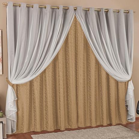 Cortina Luna 3,00m x 2,60m Jacquard e Voil - Bege - Smaniotto Menor preço em Cortina Luna 3,00m x 2,60m Jacquard e Voil - Bege - Smaniotto