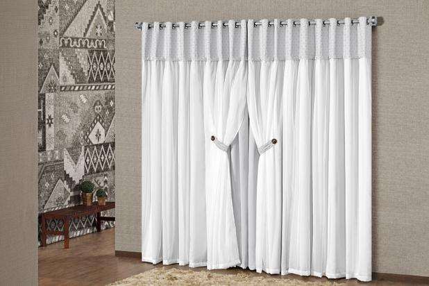 Cortina Madri Blackout Com Voal 2,00m X 1,70m. Gelo - Home fernandes Menor preço em Cortina Madri Blackout Com Voal 2,00m X 1,70m. Gelo - Home fernandes