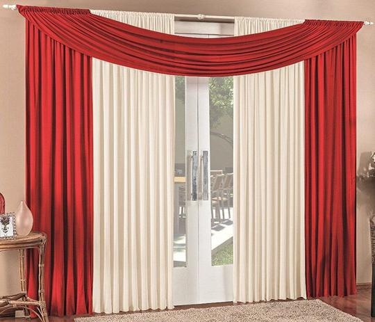 Cortina Malha com Bandô Vermelho e Palha 5,40 x 2,50 para Varão Simples 4,00 Metros - Rose jordão cortinas Menor preço em Cortina Malha com Bandô Vermelho e Palha 5,40 x 2,50 para Varão Simples 4,00 Metros - Rose jordão cortinas
