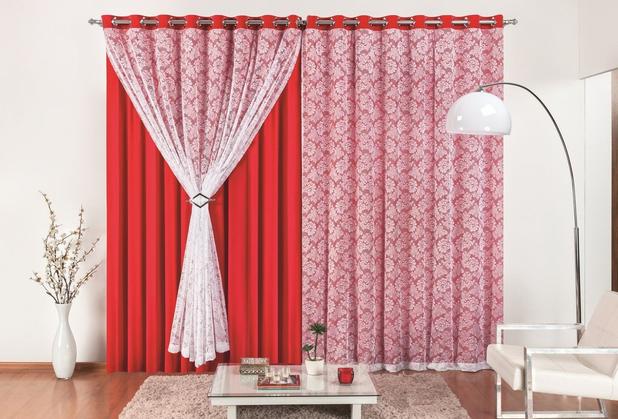 Cortina Malha Com Renda Yasmin Com Presilha Cromada 4,00M x 2,80m Para Varão Simples Vermelha - Rose jordão Menor preço em Cortina Malha Com Renda Yasmin Com Presilha Cromada 4,00M x 2,80m Para Varão Simples Vermelha - Rose jordão