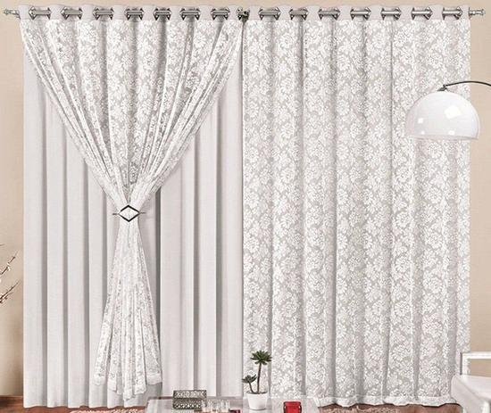 Cortina Malha e Renda Branca 6,00 x 2,80 para Varão Simples 4,00 Metros - Rose jordão cortinas Menor preço em Cortina Malha e Renda Branca 6,00 x 2,80 para Varão Simples 4,00 Metros - Rose jordão cortinas