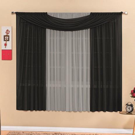 Cortina Malha Preta e Cinza com Bandô 3,00 x 1,70 para Varão Simples 2,00 Metros - Rose jordão cortinas é boa?